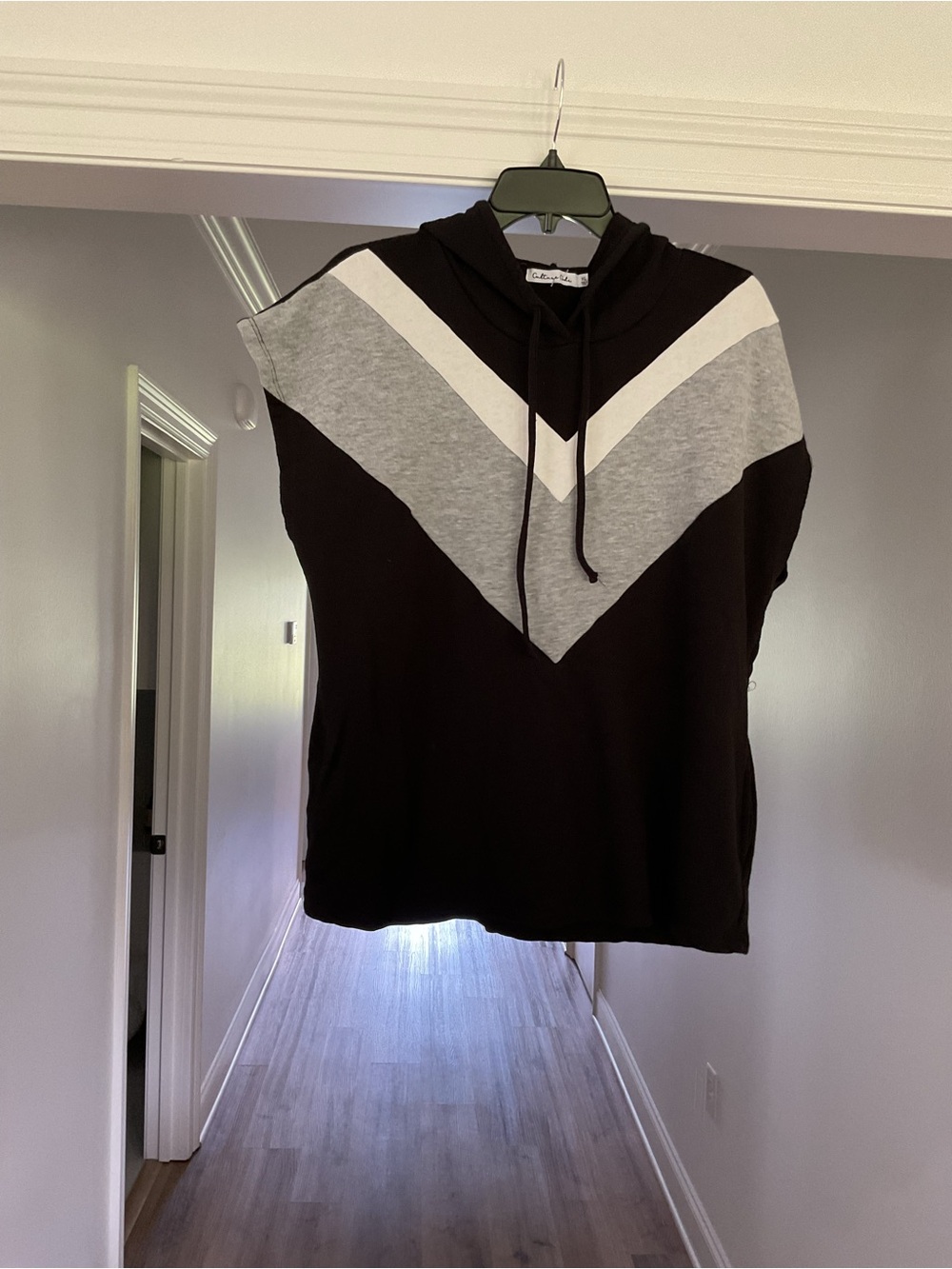 Sleeveless Hoodie with matching pants Chevron Colorblock - Black, Gray, White